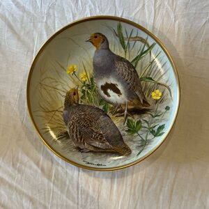 Decorative Plate with Birds and Gold Rim